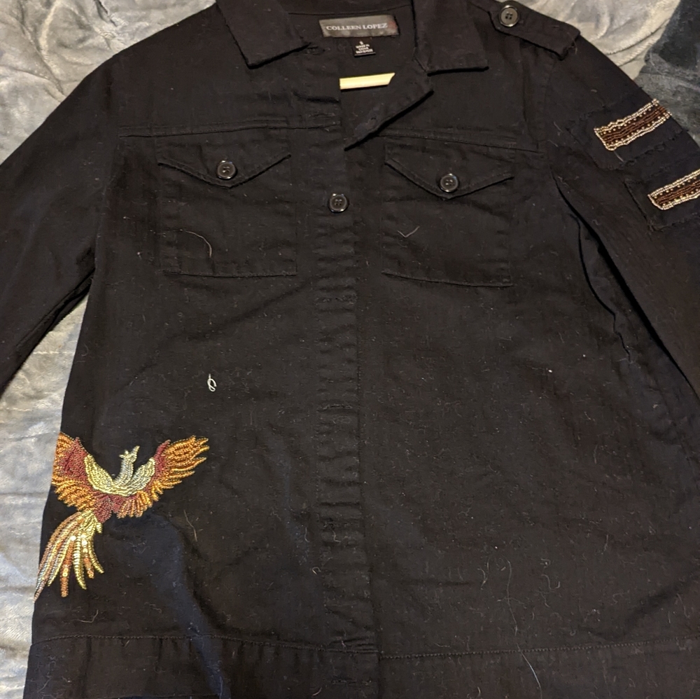 Colleen Lopez black jean jacket